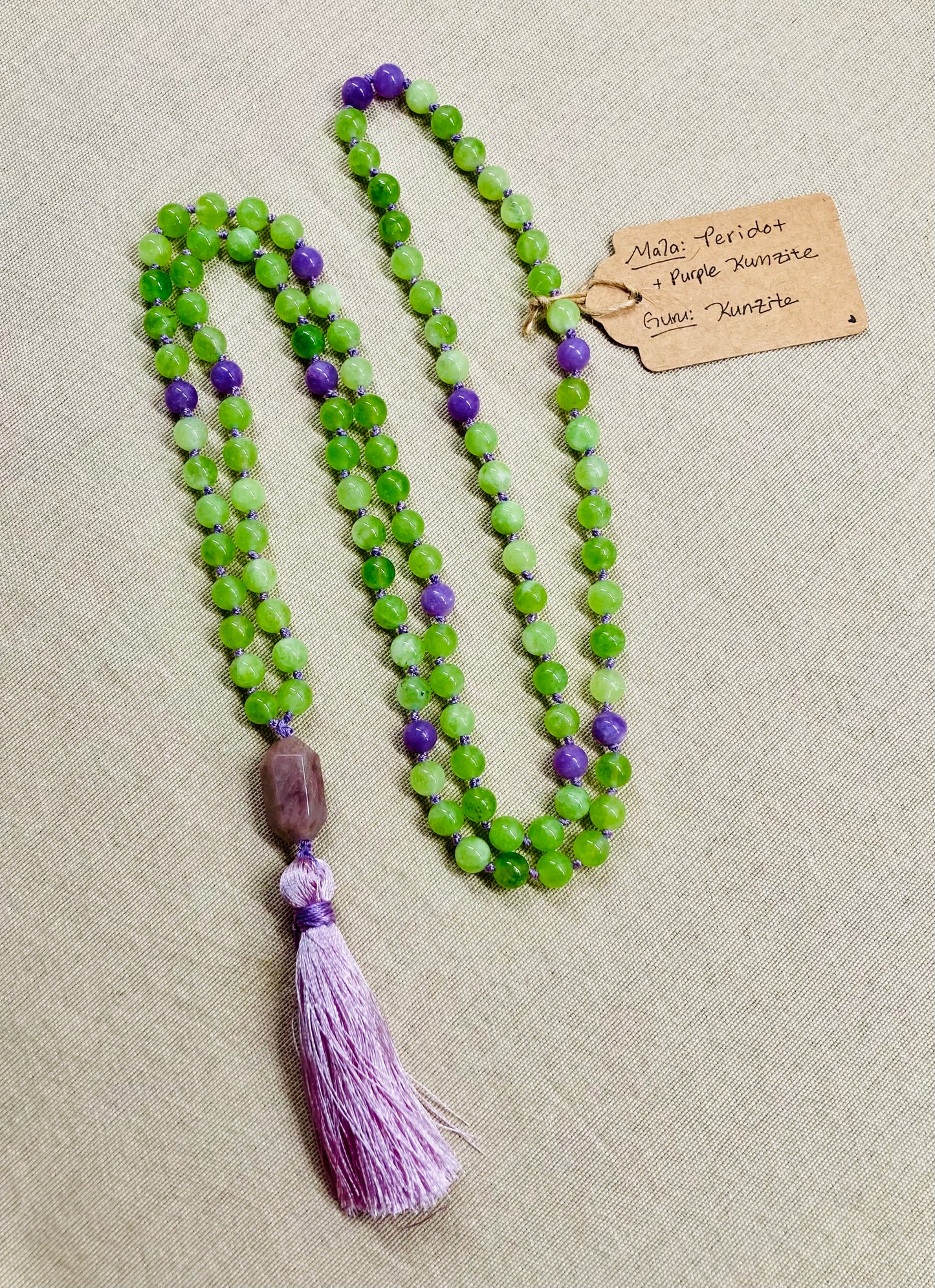 Green Peridot + Purple Kunzite Mala