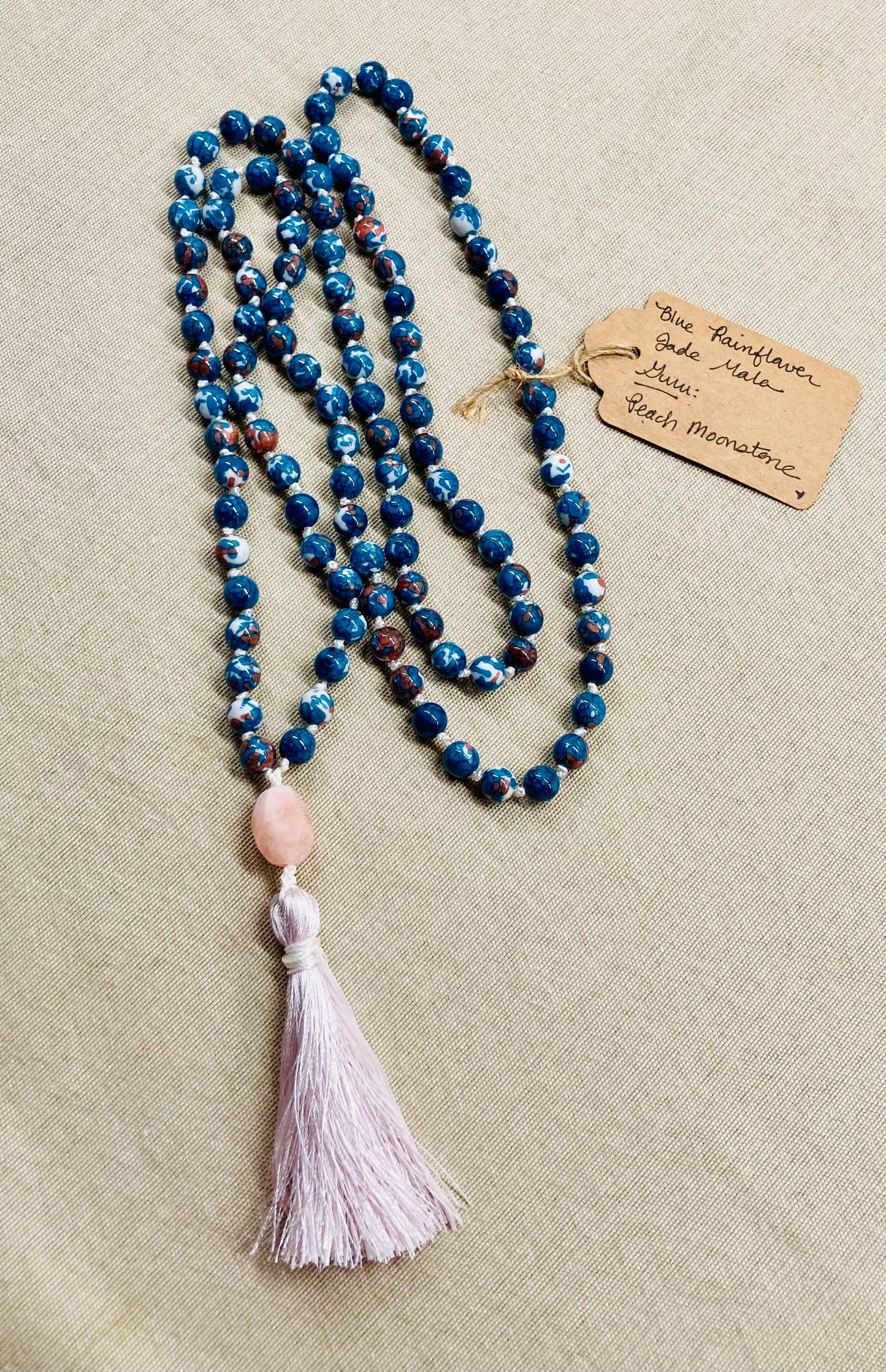 Blue Rain flower Jade Mala