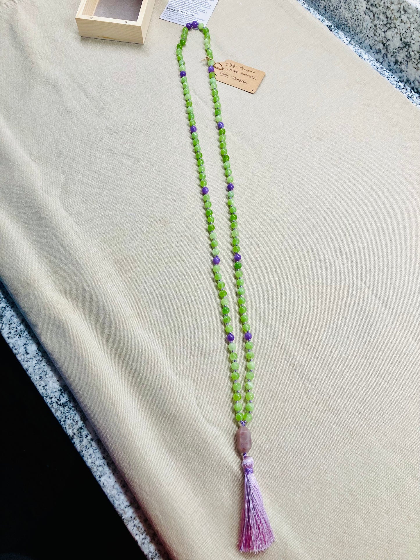 Green Peridot + Purple Kunzite Mala