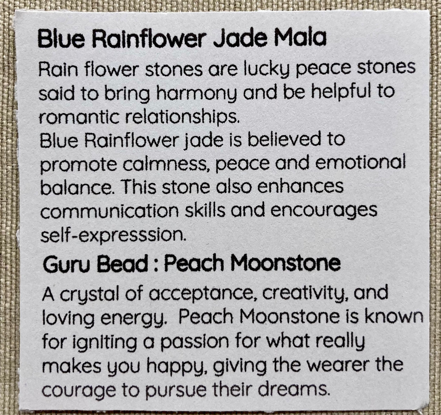 Blue Rain flower Jade Mala