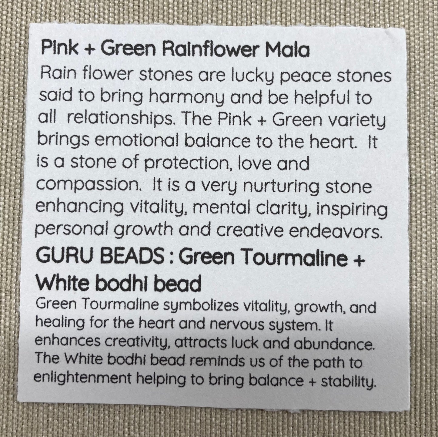 Pink + Green Rain flower Mala