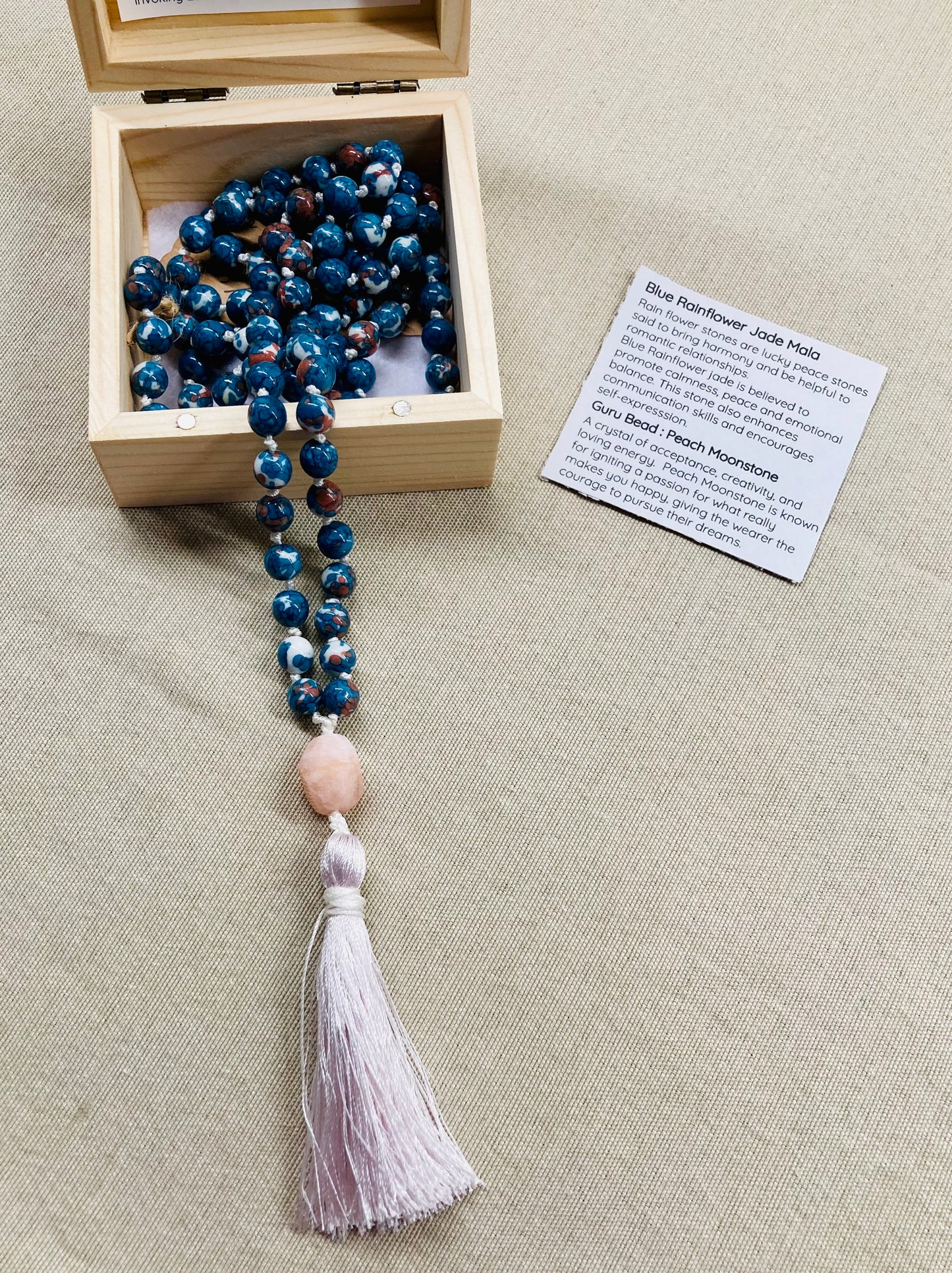 Blue Rain flower Jade Mala